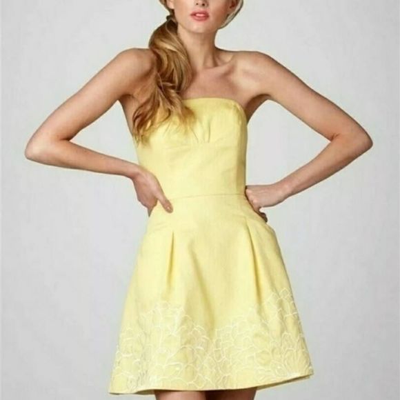 LILLY PULITZER Golden Yellow Dahling Blooms Blossom Embroidered Dress Size: 10 - Picture 4 of 11